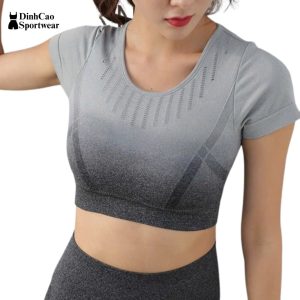 Áo thể thao nữ tay ngắn Ombre xám